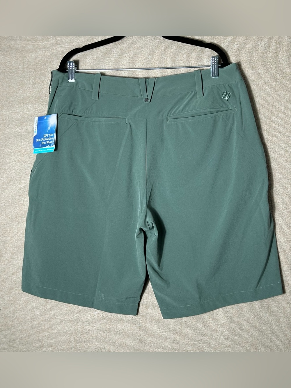 New Coolibar Trek Hybrid Shorts Mens Tag Size 38 Green Outdoor Hiking Comfort - Picture 10 of 15